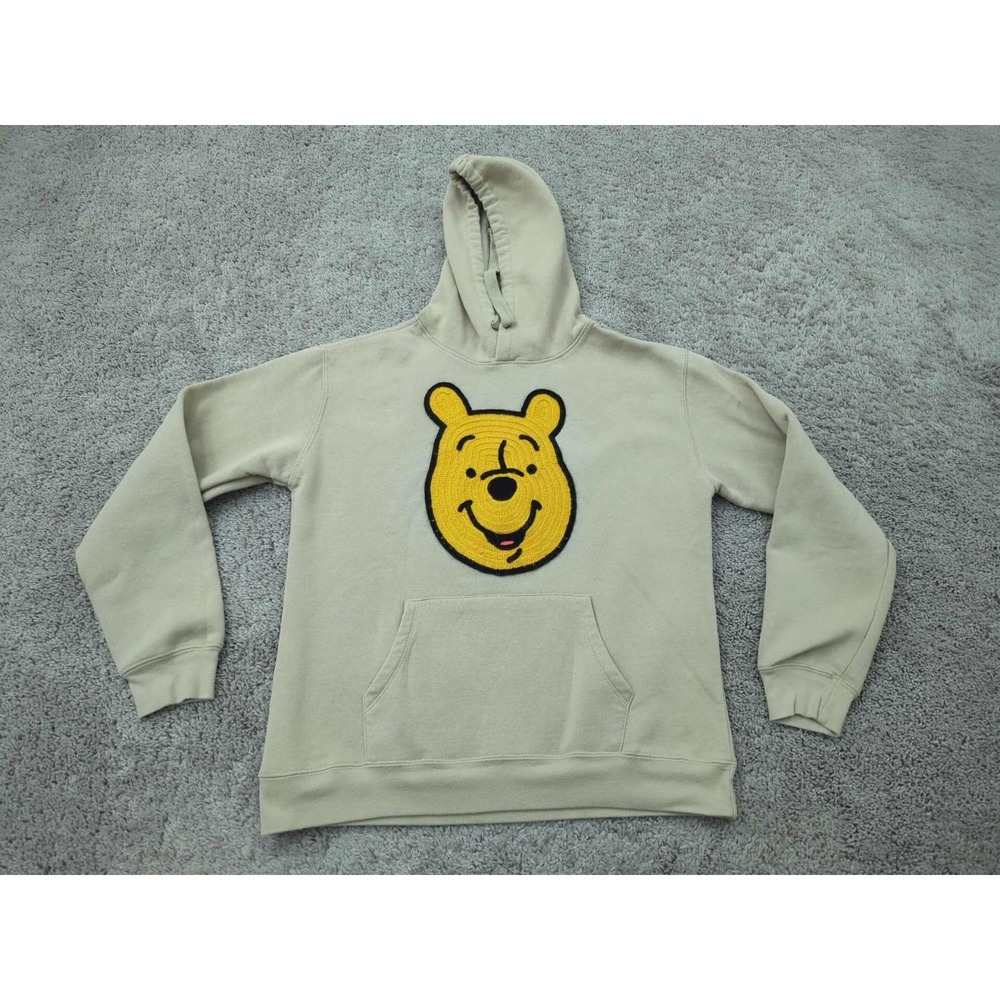 Disney Winnie The Pooh Hoodie Womens Medium‎ Beige Pullover Sweatshirt Fleece